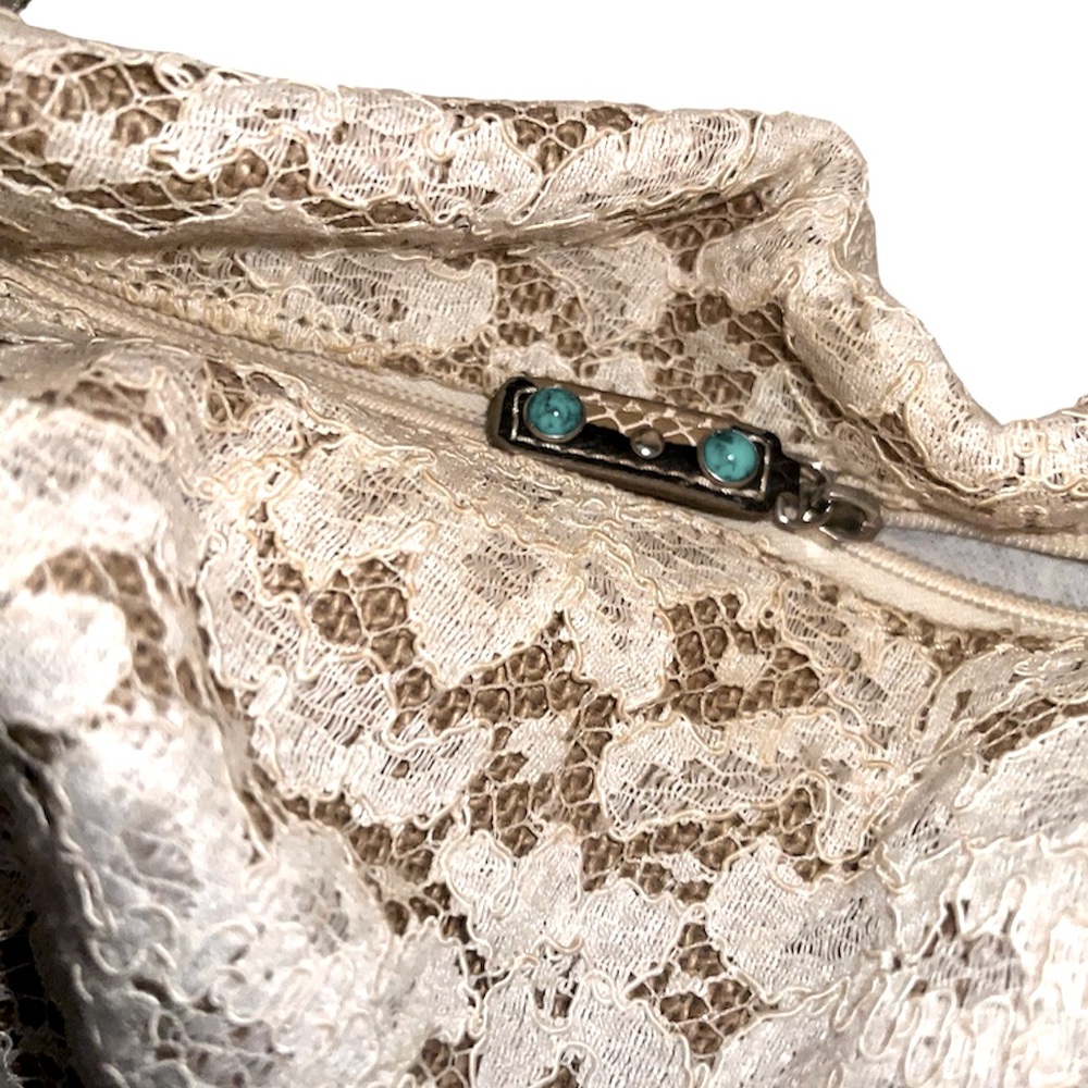 𝐁𝐑𝐀𝐂𝐂𝐈𝐀𝐋𝐈𝐍𝐈 | VINTAGE WHITE LACE AND PYTHON LEATHER SHOULDER BAG - Picture 6 of 14